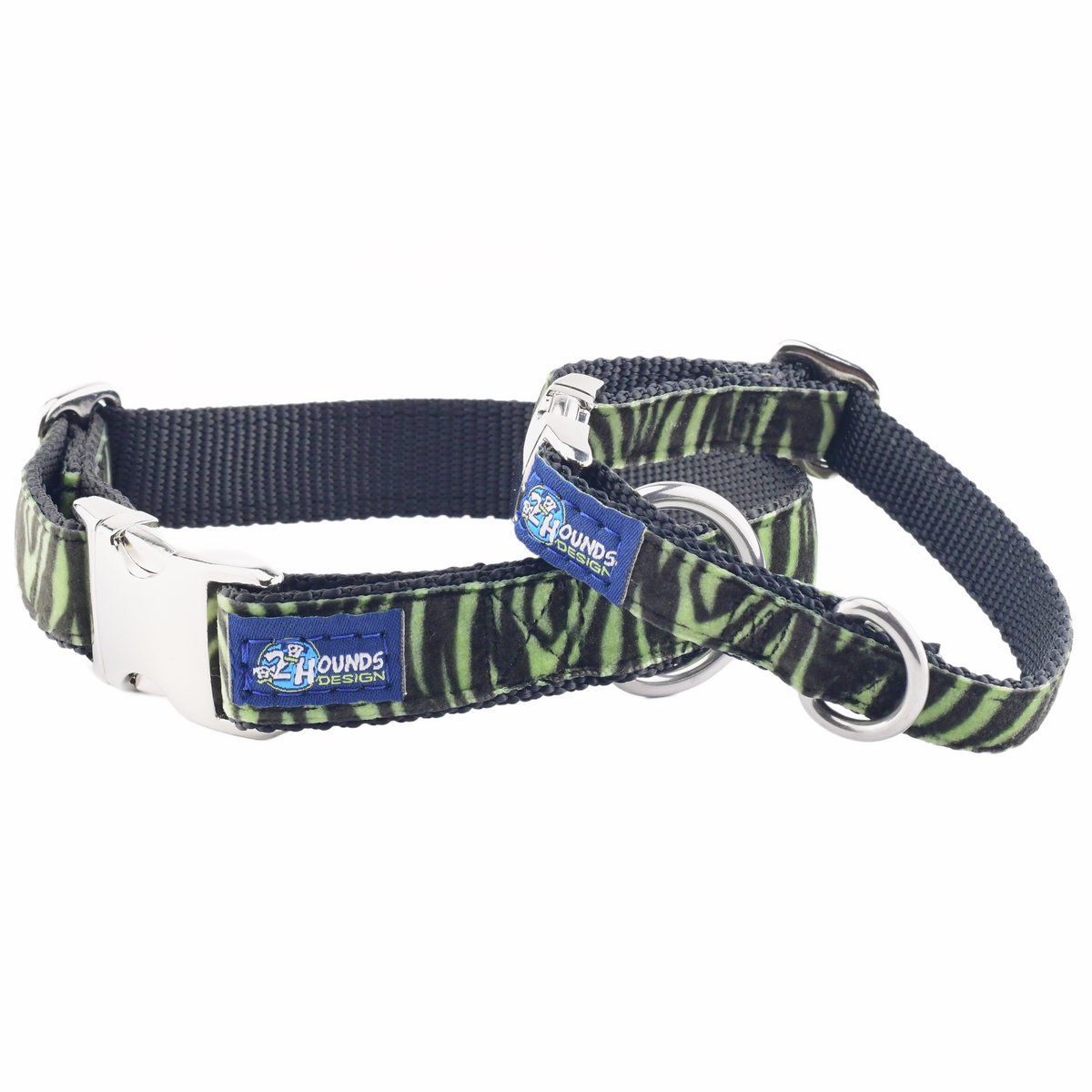 Wild Stripes Green Velvet Essential Dog Collar