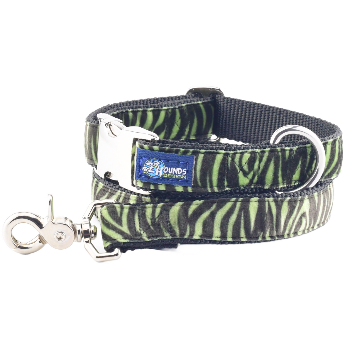 Wild Stripes Green Velvet Essential Dog Collar