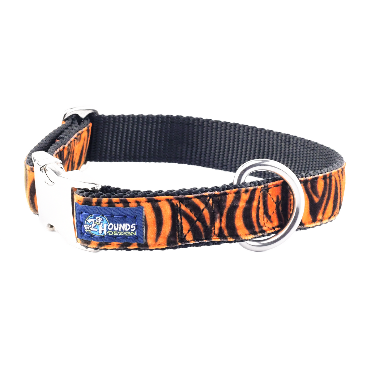 Wild Stripes Orange Velvet Essential Dog Collar