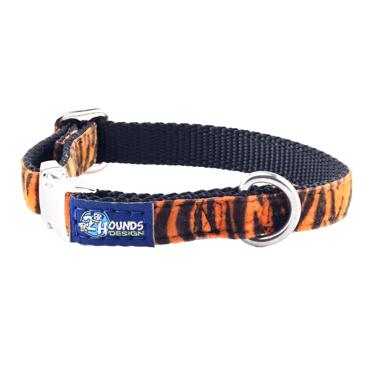 Wild Stripes Orange Velvet Essential Dog Collar