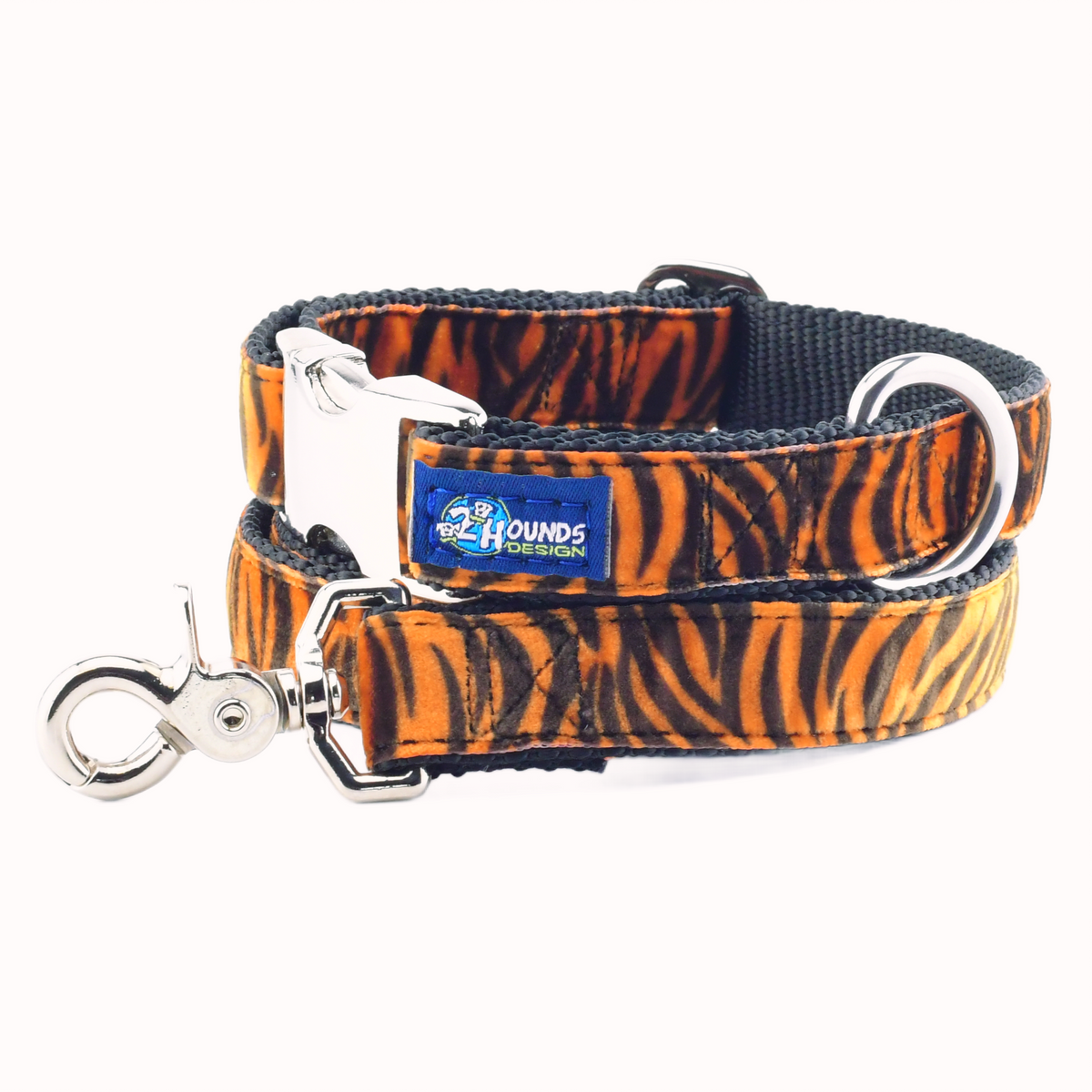 Wild Stripes Orange Velvet Essential Dog Collar