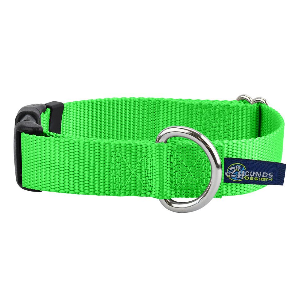 5 8 and 1 Neon Green Nylon Dog Collar 2 Hounds Design