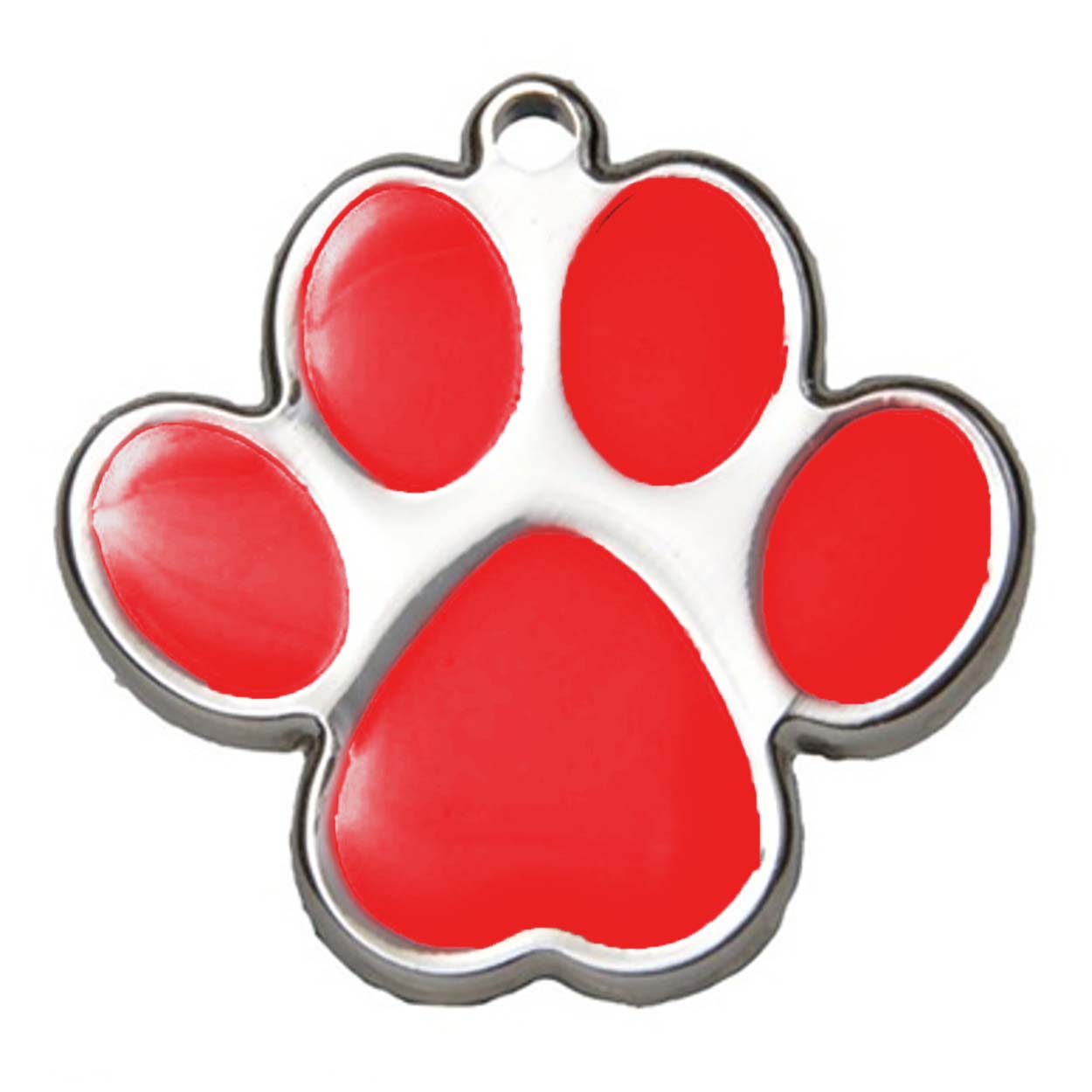 Red Paw Print Dog ID Tag - With Engraving - 2 Hounds Design