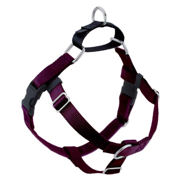 Burgundy no-pull freedom dog harness with double leash attachment points by 2 Hounds Design