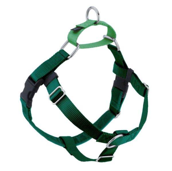 Kelly green no-pull freedom dog harness with double leash attachment points by 2 Hounds Design