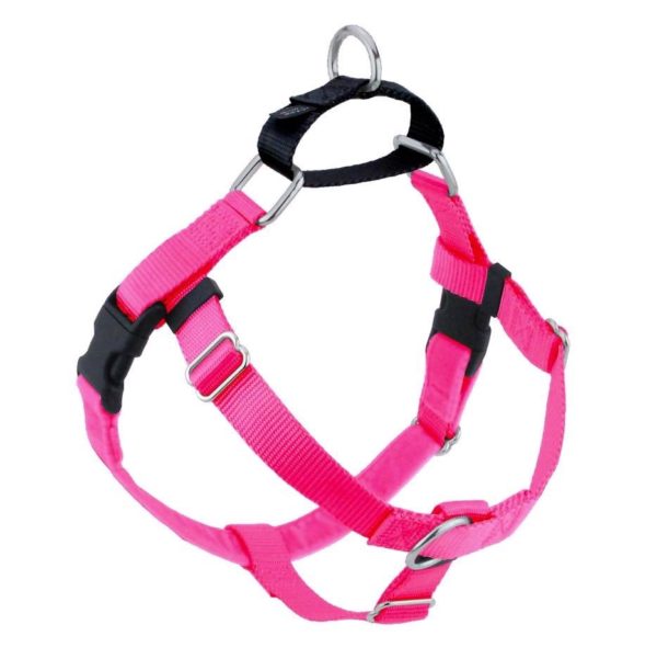 Hot Pink no-pull freedom dog harness with double leash attachment points by 2 Hounds Design