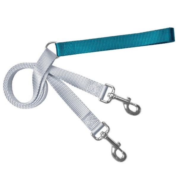Teal and silver training dog leash with adjustable hardware by 2 Hounds Design